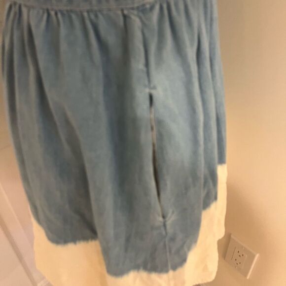 Kate Spade size 8 Blue White Dip Dye Denim Ruffle Sleeves Dress Broome Street - Picture 2 of 5